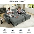 thumbnail image 5 of BedLuxury 81" Sectional Sleeper Sofa With Pull Out Bed, Storage Ottoman & USB Charging, L Shape Modern Couch for Living Room, Corduroy Gray, 5 of 10