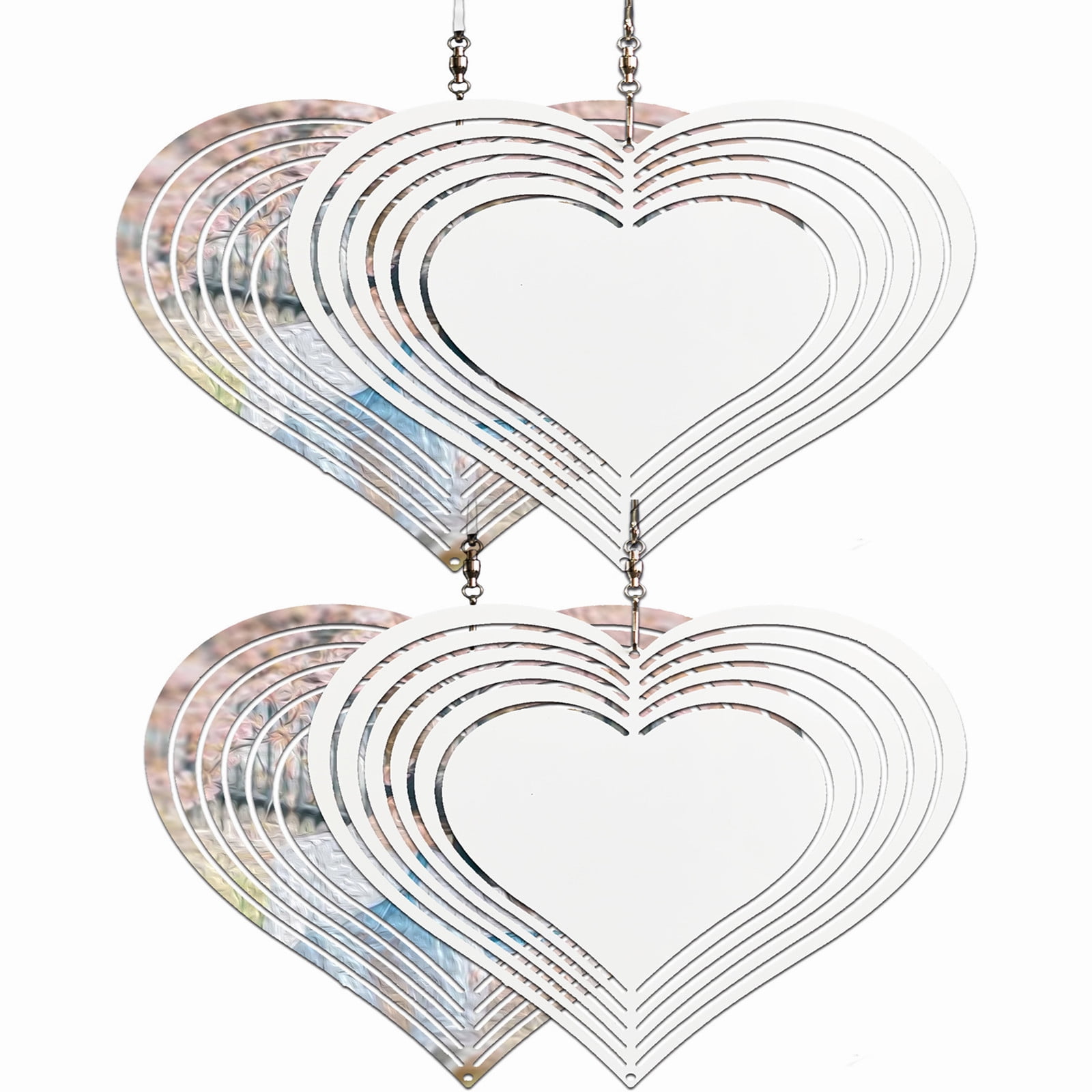 Juiluna 4 Pcs 10 Inch Sublimation Wind Spinner Blanks, 3D Aluminum Wind