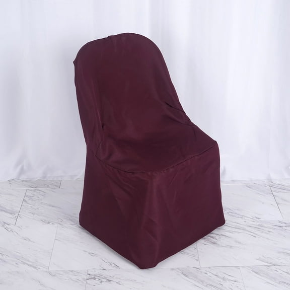 Efavormart 10PCS Burgundy Linen Polyester Folding Chair Cover Dinning Chair Slipcover For Wedding Party Event Banquet Catering