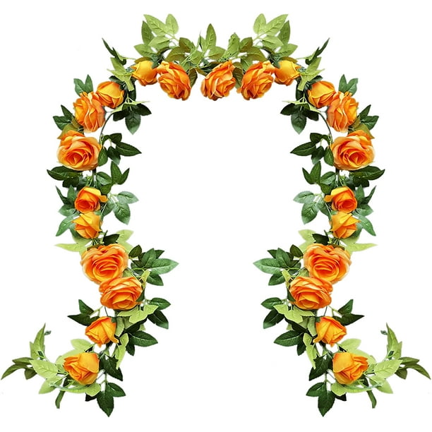 UKELER 2 Pack Artificial Flower Garland Rose Floral Vines Artificial Flowers Hanging Rose Flower