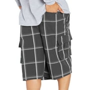 Shaka Wear Mens Relaxed Fit Plaid Cargo Shorts S~5XL
