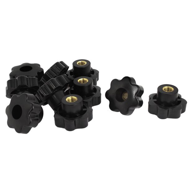 10 Pcs M12 Female Thread Black Plastic Star Clamping Screw Knobs 50mm