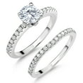thumbnail image 2 of Gem Stone King 925 Sterling Silver White Moissanite Wedding Engagement Band Bridal Set Ring for Women | 1.29 Cttw | Available in Size 5, 6, 7, 8, 9, 2 of 5