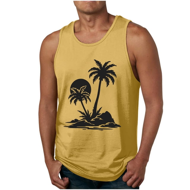 Camisetas de Tanque de los Hombres Tanque de los Hombres Incolor Gradiente de Impresión Cuello Redondo Correa Delgada Fuga Atrás Regular Casual Deportes Blusas de Tanque