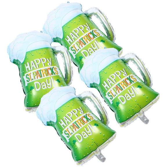 Masteelf 4pcs St. Patrick's Day Aluminum Film Balloons Assorted Color Beer Glass Design Party Decoration