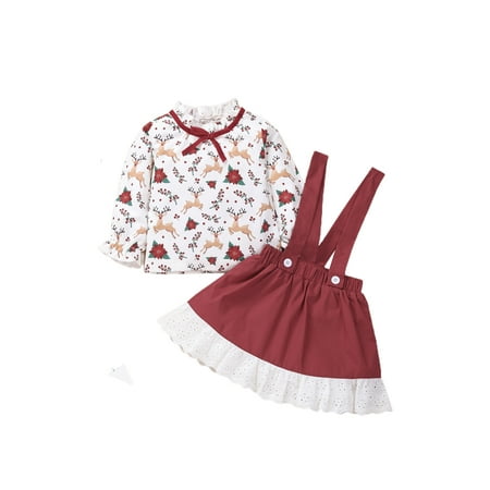 

Gupgi Baby Girls Boys Christmas Clothing Sets Long Sleeve Pullovers Suspender Skirt Pants