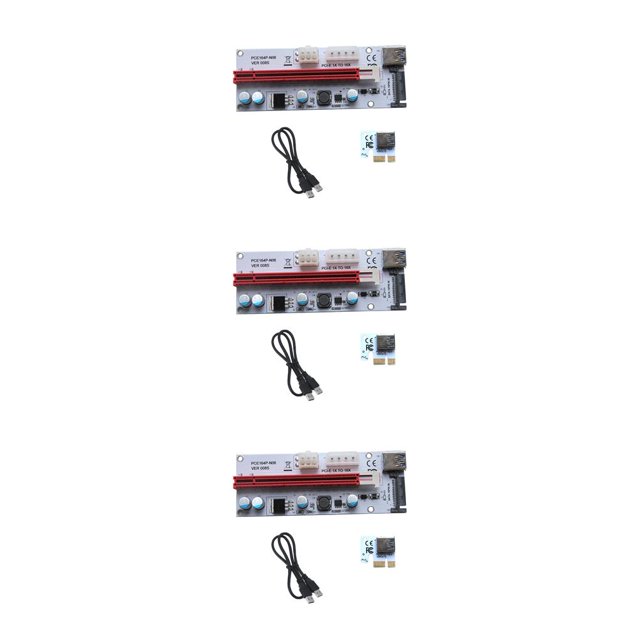 ZheElen PCI -E Riser Board PCI -E 1x to 16x Extender Adapter GPU Riser Card with 6 -pin 4 -pin SATA Interface 6 -pin PCI -E Riser Card red 3Set