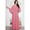 thumbnail image 2 of KOH KOH Long Cape Batwing Sleeve Modest Full Floor Length Flowy Fall Winter Elegant Evening Formal Funeral Church Wedding Guest Tall Maxi Dress Gown For Women Rose Pink X-Large US 14-16 NT117, 2 of 6