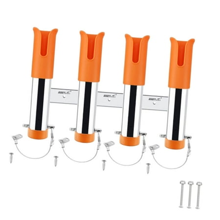 harayaa Fishing Rod Holder Heavy Duty 4 Tubes Organizer Links for Truck Garage Canoe orange
