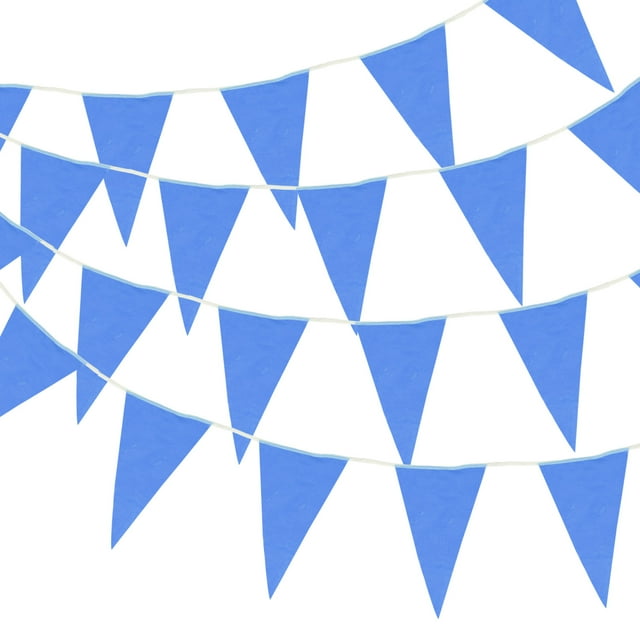 100ft Blue Pennant Banner Flags String Hanging 60PCS Triangle Bunting Flags for Outdoor Wedding Birthday Party