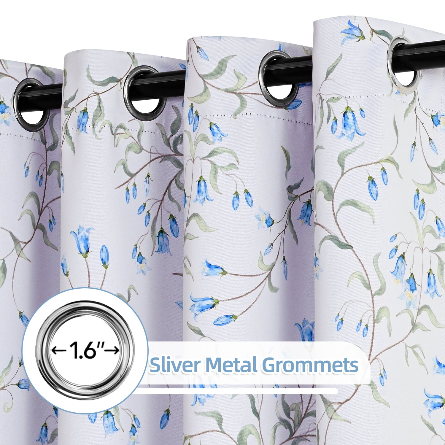 Alishomtll Blackout Curtains Country Floral Printed Thermal Insulated Window Drapes for Bedroom Living Room 84 Inches Long,52" Wide, 2 Panels