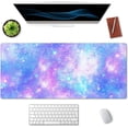 thumbnail image 3 of Desk Mat,Large Mouse Pad 35.4" x 15.7" XXL Extended Gaming Mouse Pad Mat with Non-Slip Base Stitched Edge Mousepad for Computer,Office,Keyboard and Laptop - Pink and Blue Magical Galaxy Star, 3 of 6