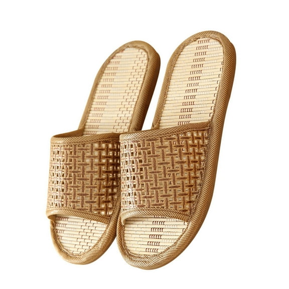 Women's and Rattan Sandals Slippers for Travel, Non- PVC Sole, Comfortable House Shoes