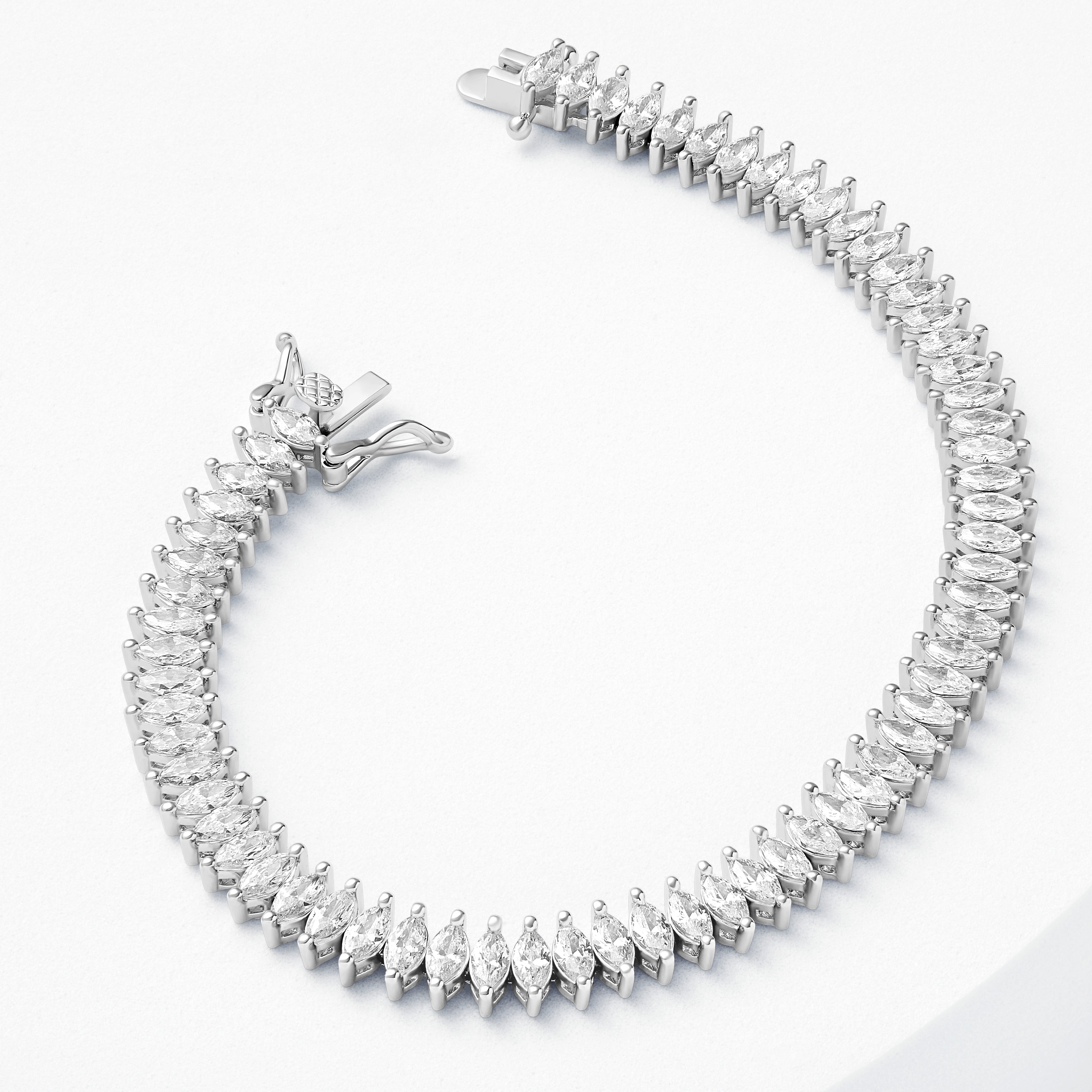 Believe by Brilliance Women's Fine Silver Plated Marquise Cut CZ Tennis Bracelet