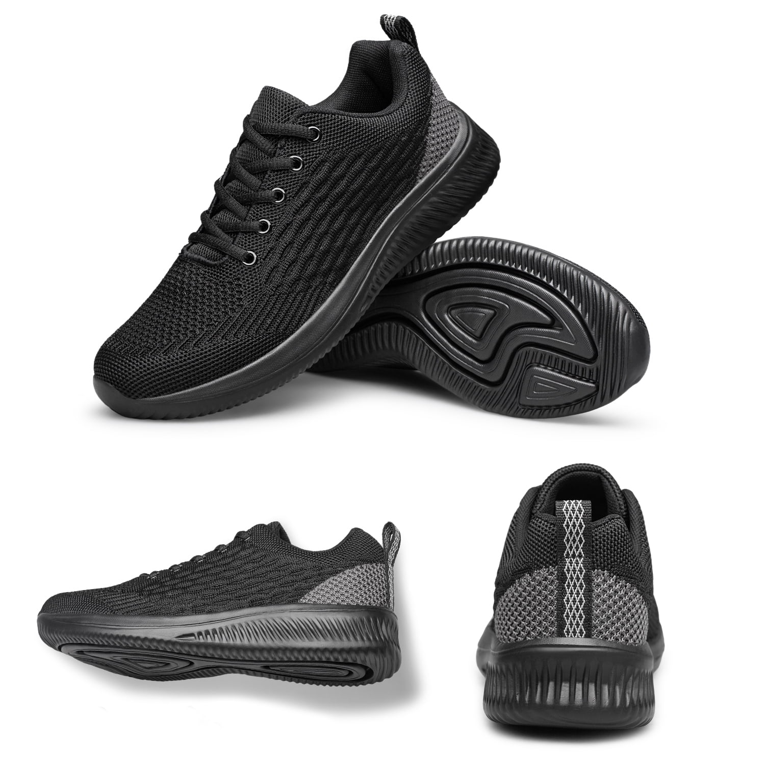 Mens Walking Shoes Non Slip Running Shoes Lightweight Tennis Shoes Breathable Workout Shoes Comfortable Fashion Sneakers Black Size 12