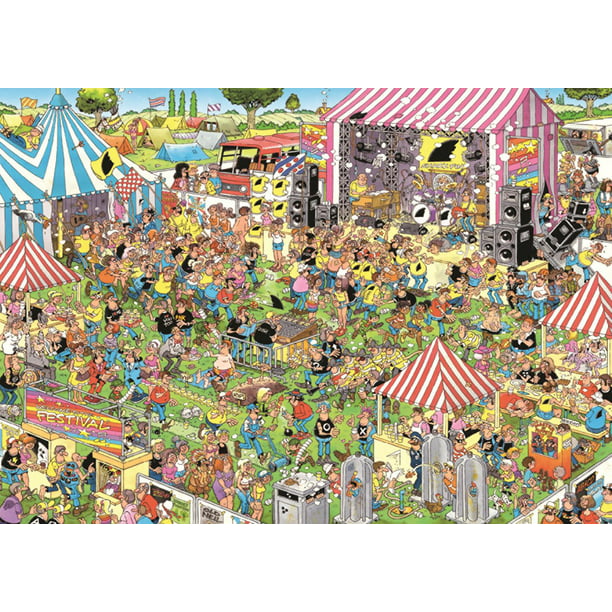 Jumbo Pop Festival 1000 By Artist Jan van Haasteren Graphics Cartoons Jigsaw Puzzle - Walmart.com