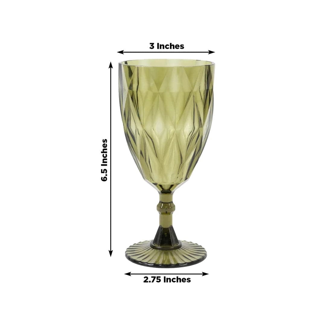 Balsa Circle 12 Dusty Sage 11oz Vintage Diamond Cut Plastic Wine Glasses Wedding Supplies