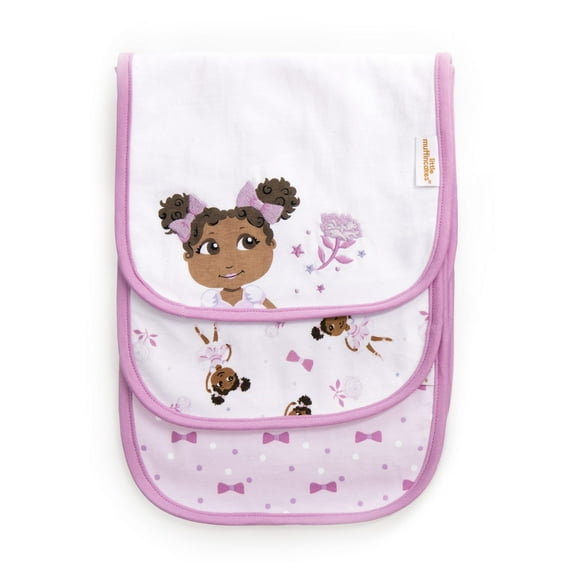 Little Muffincakes Boutique Infant Burp Cloths 3 Pack Soft Knit Jersey Pink Ballerina (Zhara) Unisex