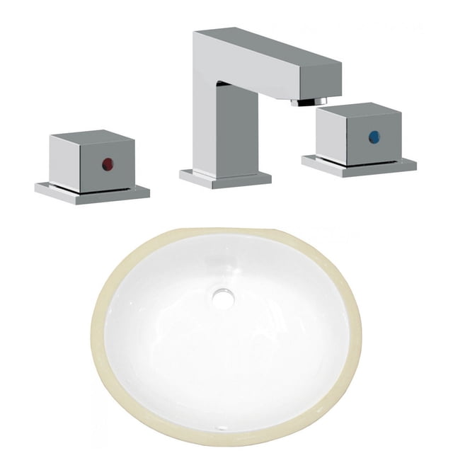 18.25-in. W CSA Oval Bathroom Undermount Sink Set In White - Chrome Hardware AI-23045