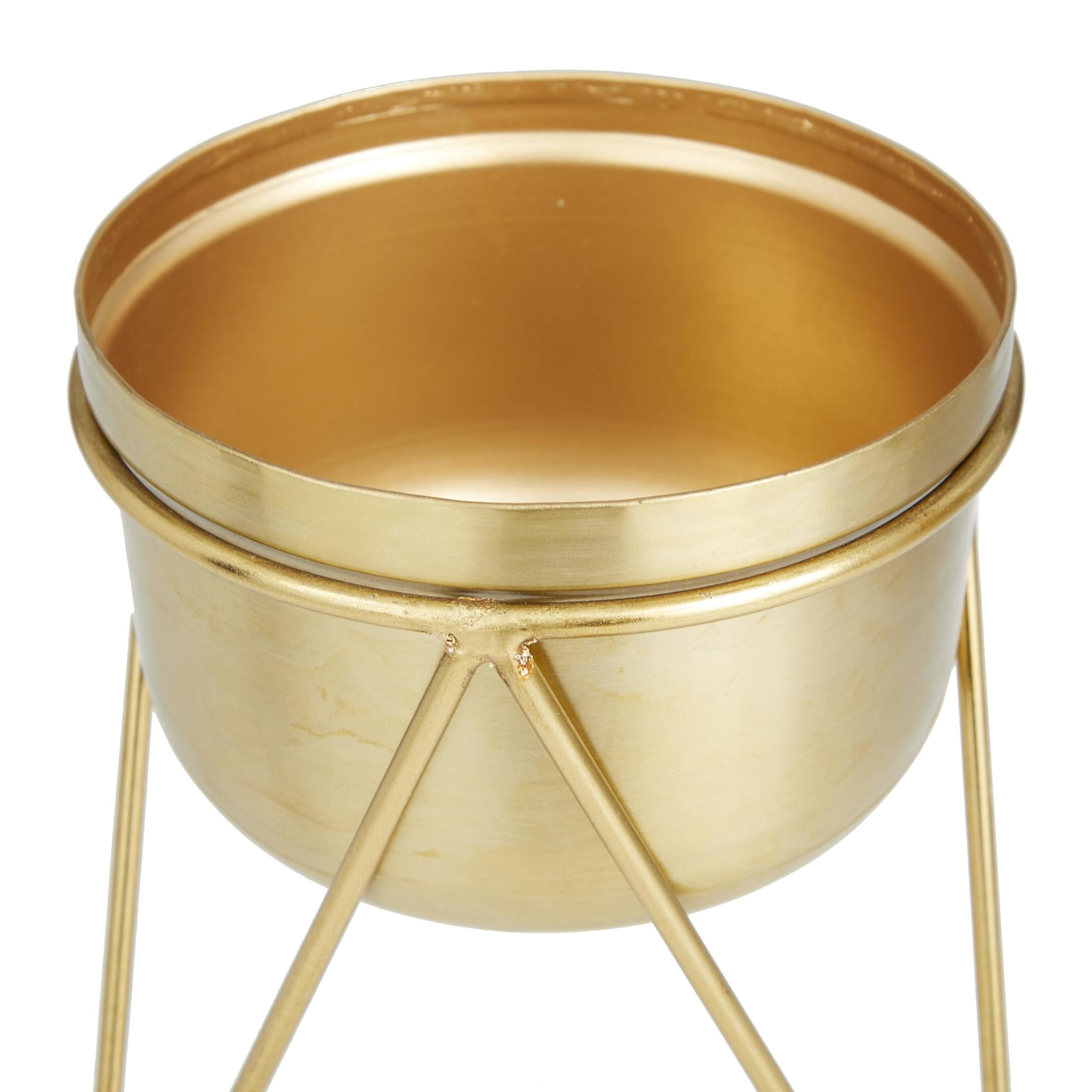 CosmoLiving by Cosmopolitan 7", 7"W Gold Metal Planter with Removable Stand (2 Count)