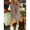 thumbnail image 5 of CIYCuIT Women's Oversized Mini Sweater Dress Solid Color Long Sleeve Crew Neck Pullover Knitwear Casual Chunky Knit Dress for Streetwear, 5 of 7