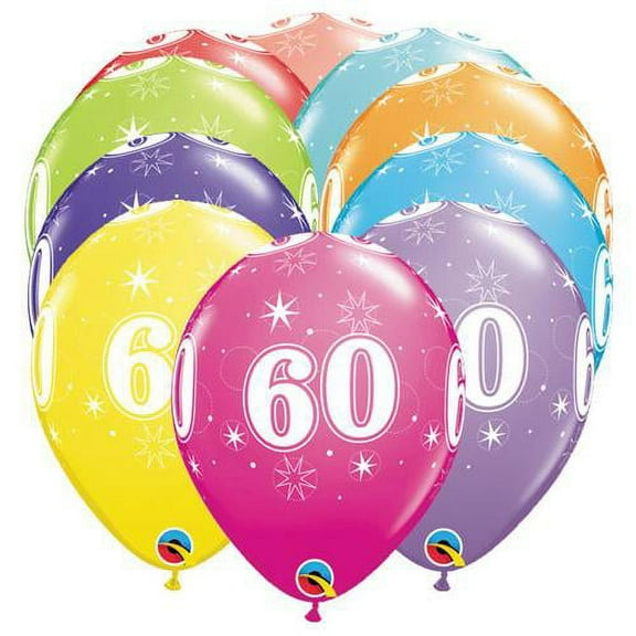 LOONBALLOON Birthday-age-related Balloons, 11″ 60-A-ROUND (6 PK)