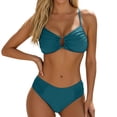 thumbnail image 2 of FASHOFT 2 Piece Bikini Sets for Women U-Wire Cutout High Waisted Swimsuit Spaghetti Strap Summer Beach Bathing Suit Dark Green M, 2 of 7