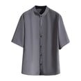 thumbnail image 1 of DPTALR Chemise Homme à Manches Courtes en Soie Glacée de Couleur Unie avec un Col Revers Chemise à Manches Courtes à Manches Courtes Col Rond Top/chemise, 1 of 5
