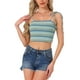 thumbnail image 1 of Allegra K Camiseta sin mangas de tirantes de rayas para mujer, color azul, talla XS, 1 of 5