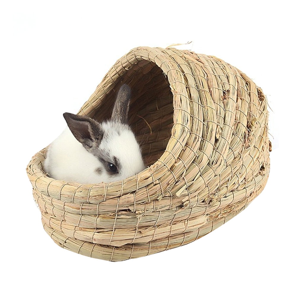 eginvic Rabbit Grass House Hamster Grass Nest Durable Handwoven Grass Tunnel Hut Sleeping Nest for Rabbit Hamster Chinchilla Guinea Pig and Other Small Pet Animal kindhearted