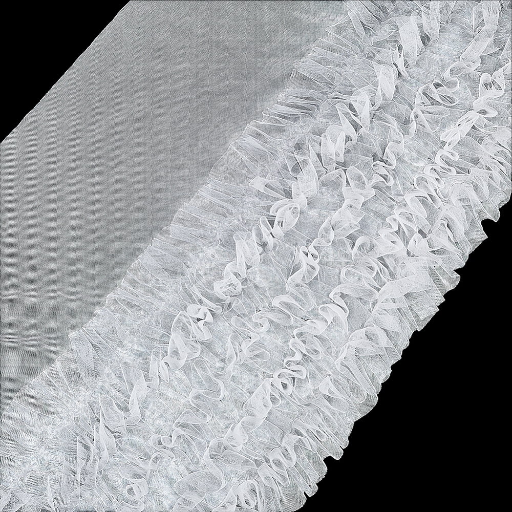 Polyester Lace Ribbon Ruffled Lace Ribbon for Curtain Accessories White 11-3/8~19-1/4 inch(290~490mm) about 2.19 Yards(2m)/pc