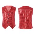 thumbnail image 4 of XASZHN Robe de Carnaval Décontractée à Paillettes pour Filles et Garçons, Sans Manches, Rouge 4-5 Ans, 4 of 6