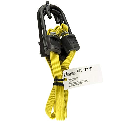 Cuerda elástica Keeper amarilla plana, 60 cm de largo x 0,8 cm, paquete de 2