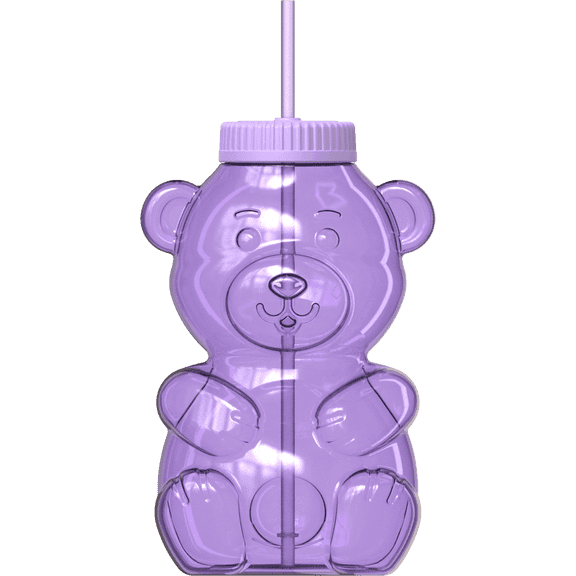 COOL GEAR Yummy Bear Water Bottle, 64 oz Reusable Bottle with Straw Lid, BPA Free - PURPLE