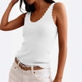 thumbnail image 6 of Tank Tops for Women Ribbed Boho Vacation Tops Summer Casual Scallop Trim Scoop Neck Sleeveless Sweater Vest, #02 White XXL, 6 of 7