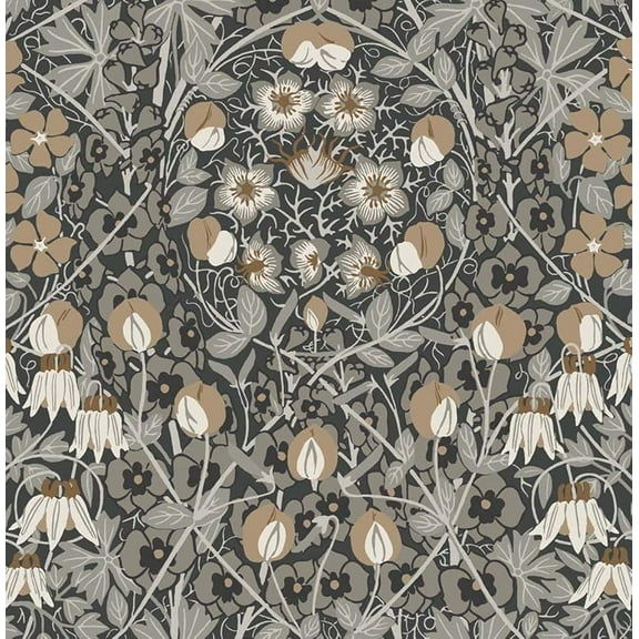 Tulip Garden Floral Peel and Stick Wallpaper (Wrought Iron & Chamois)