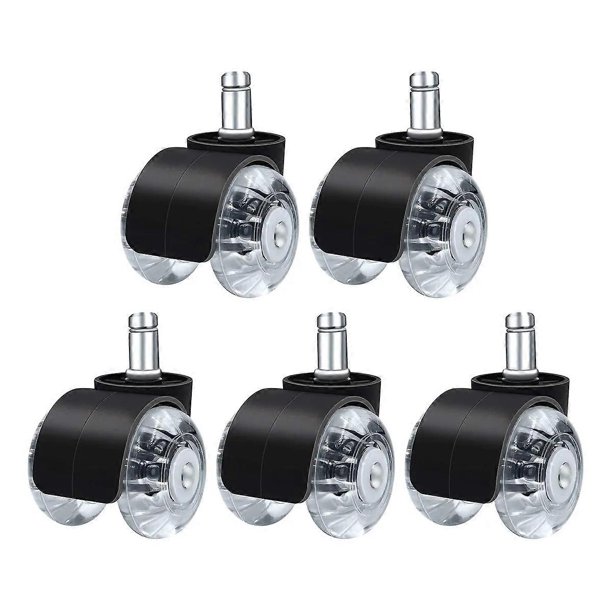 5 ruedas para silla de escritorio, ruedas para silla de oficina, diámetro de 50 mm, ruedas para suelo duro, diseño de doble rueda, ruedas giratorias para escritorio de oficina, 11 mm