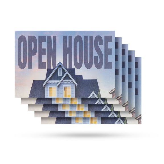Open House Vinyl Decal 5 Pack of 24 Inch x 36 Inch Weatherproof Heavy-Duty Adhesive Backing | Real Estate Promotions, Event Marketing, Professional Signage | Made in USA