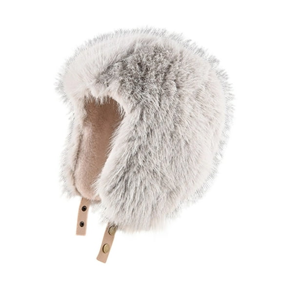 Idoravan Womens Winter Hat Fleece Hats with Warm Ear Flaps Mens Winter Hat Men And Women Solid Color Fall/Winter Fleece-lined And Thickened Adjustable Hat Gray