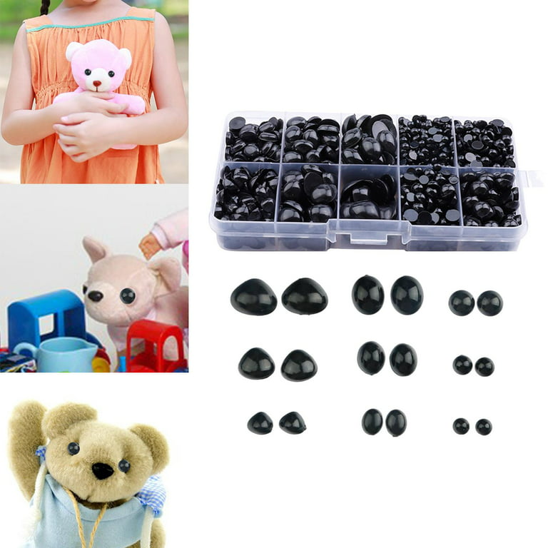 1000X Safety Black Eyes and Noses DIYCrafts Flatback Cabochon Buttons Eyes Sewing Supplies Craft Doll Eyes for Puppet Stuffed Animals Bear, Size