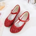 thumbnail image 5 of Girls Giltter Dress Shoes Fashion Sequin Mary Jane Shoes Comfortable Mids Heel Princess Shoes for Toddler Kids, 5 of 6