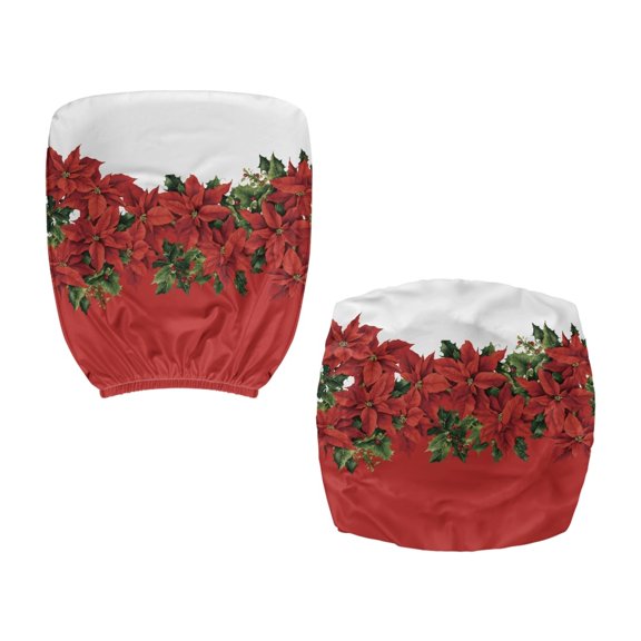 CHAQLIN Poinsettia Holly Print Rotating Chair Slipcover, 2 Piece Sets Office Computer Chair Covers Stretch Removable Rotating Chair Protectors for Armchair