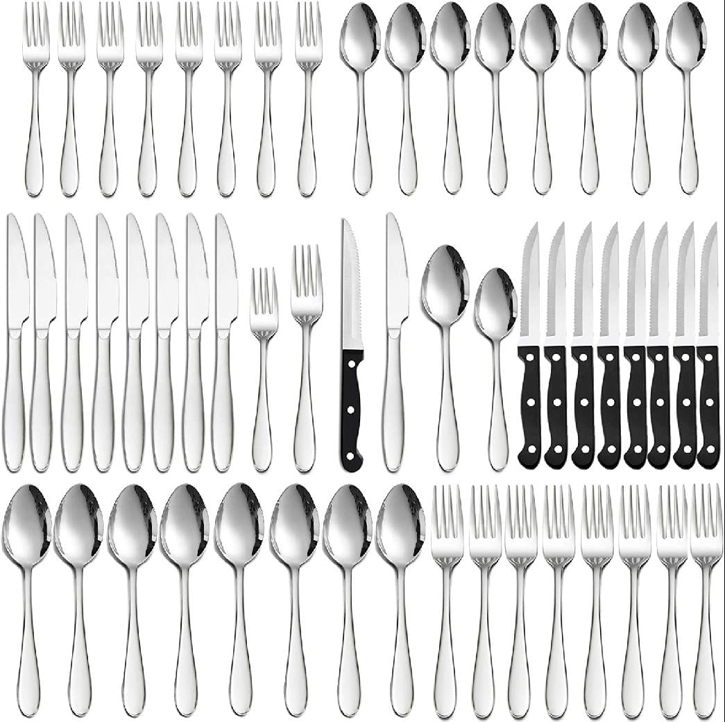 Silverware Set, 72Piece Flatware Set with 12 Steak Knives, Stainless