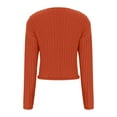 thumbnail image 3 of Olyvenn Stylish Womens Cropped Cardigan Sweaters Chunky Open Front Button Down Knit Sweater Long Sleeve Loose Cardigan Outerwear Orange 4, 3 of 5