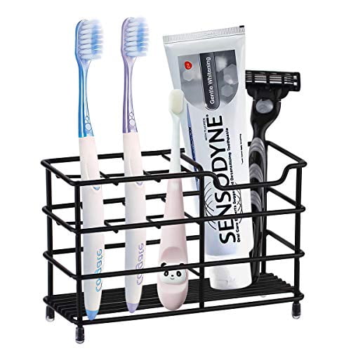 Toothbrush Holder for Bathroom - Stainless Steel Rustproof Metal Toothpaste Holder Stand with Multi-Functional 7 Slots,for Electric Toothbrush Razor Stand Organizer Accessories - Chrome