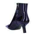 thumbnail image 4 of FSJ Women Classic Pointy Closed Toe Ankle Boots Slanted Kitten Mid Heel Side Zipper Short Booties Glossy Dressy Shoes Size 7 Navy, 4 of 4