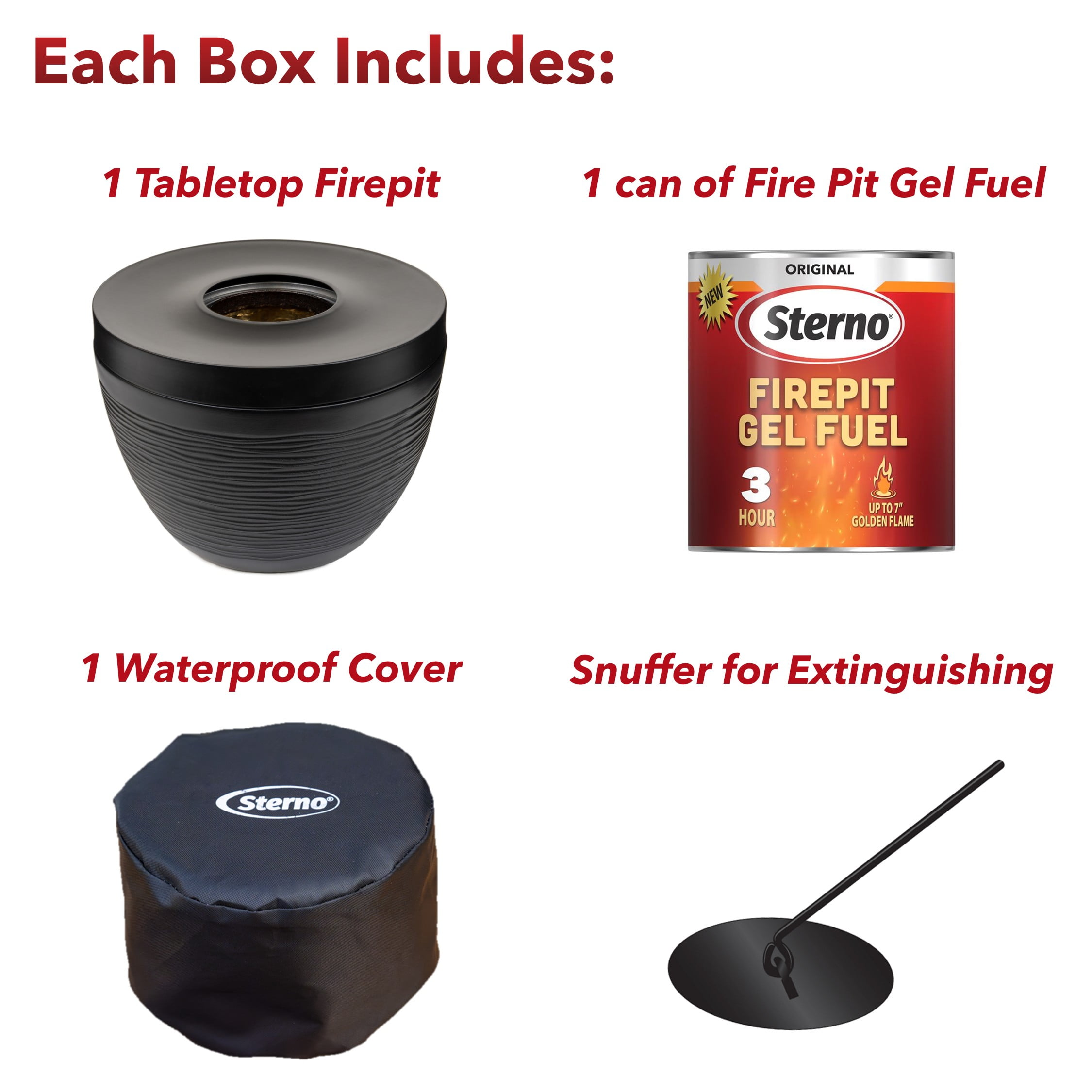 Sterno Tabletop Fire Pit Small Smokeless Mini Fireplace for Indoor Outdoor Patio & Balcony Decor, Tabletop Fireplace 6.5" x 5" - Onyx