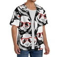 thumbnail image 2 of PAYOHTO Black White Little Panda Mens Hawaiian Casual Short-sleeved Shirt Tropical Summer Beach Button Down Shirts, 2 of 7