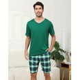thumbnail image 3 of BEOEOSY Matching Couples Pajamas Soft Mens Pjs Short Sleeve Shorts Set Casual V Neck His and Her Pajamas Lounge Set (Green-Men,m), 3 of 7