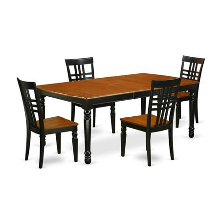 East West Furniture Dover 5-Piece Wooden Dining Set in Black/Cherry